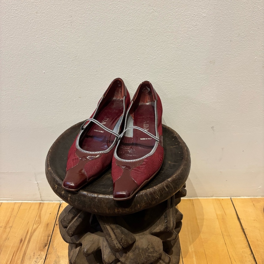 Prada Linea Rossa shoes Bordeau and light blue.